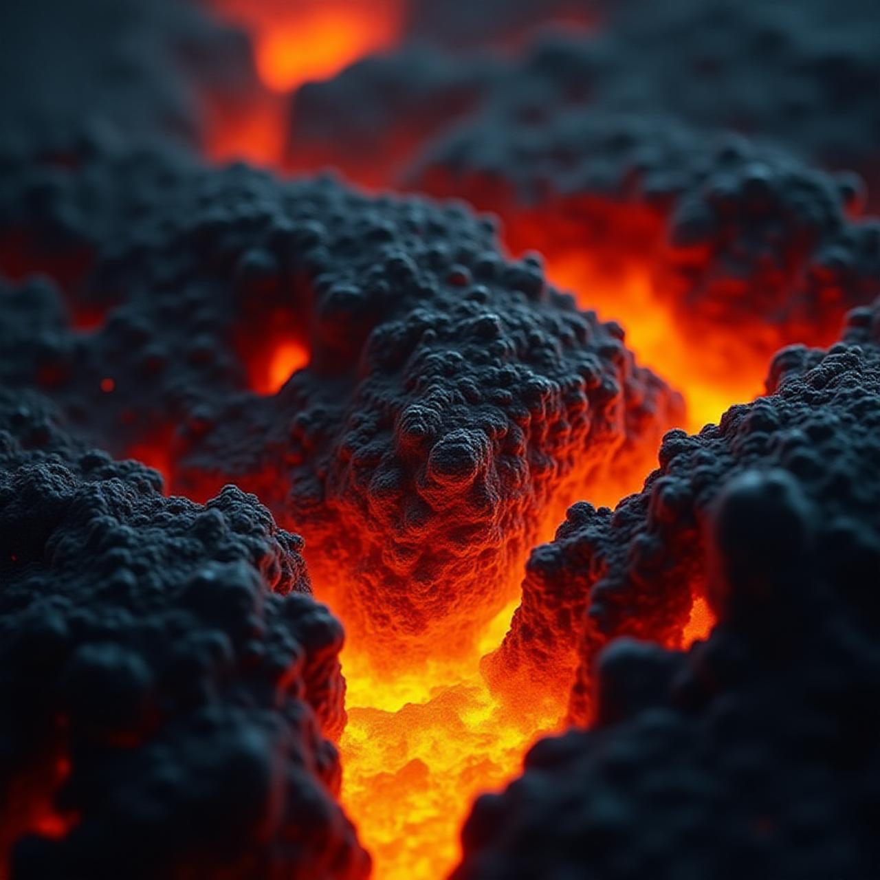 Close-up of basaltic magma formations