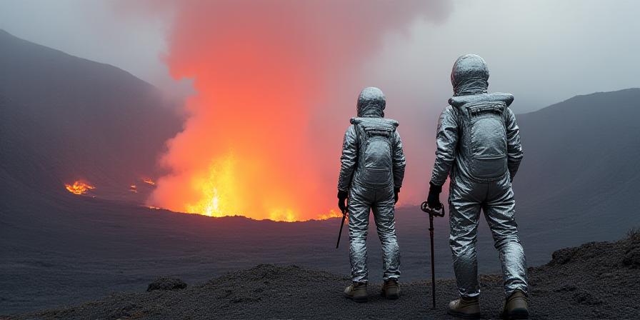 Scientists in heat-shield suits